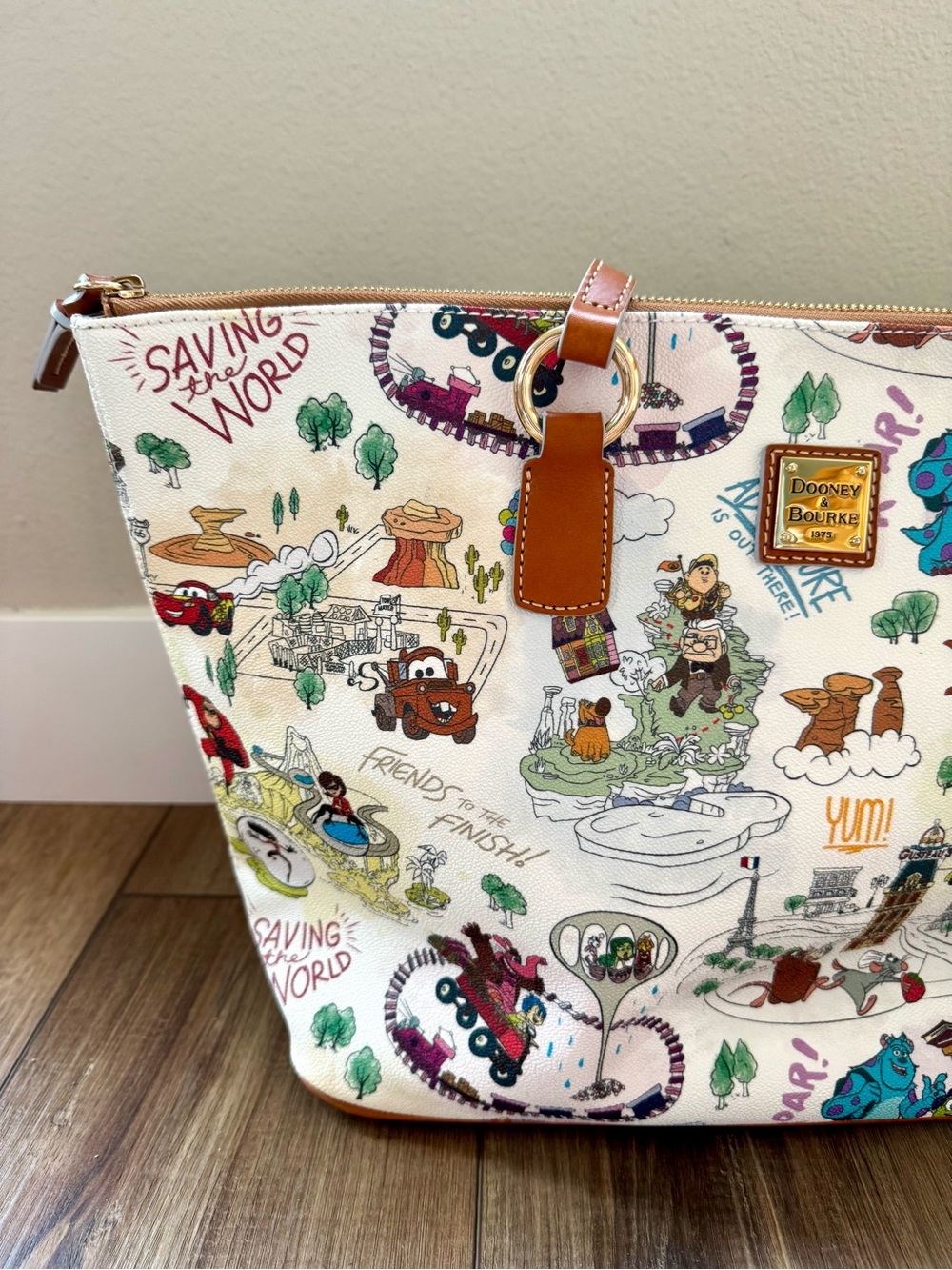 Disney Pixar Maps Dooney & Bourke Tote | EUC | Zip Closure | Blue Lining - Picture 2 of 14
